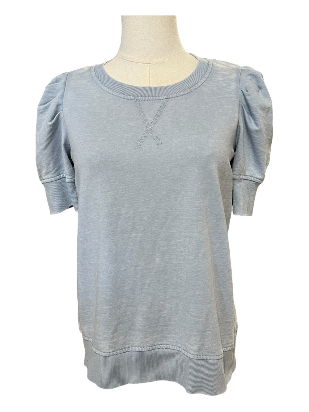 EUC Jane + Delancey Blue Tie-Dye Puff Sleeve Sweatshirt Top | Size XS